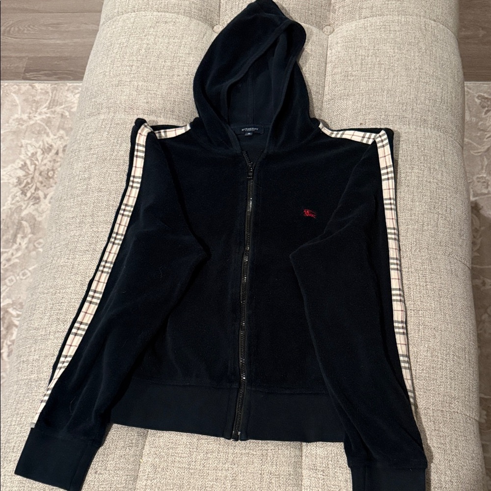 Burberry Jacket Zip-Up Jacket with Nova Check Pattern on Sleeves- Medium